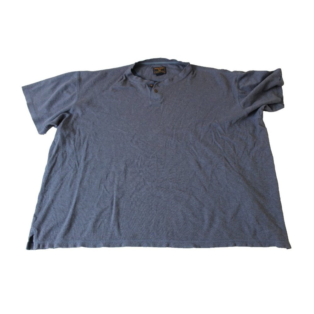 Woolrich Men’s XXL Blue Short Sleeve Henley Shirt Waffle Knit‎ Cotton